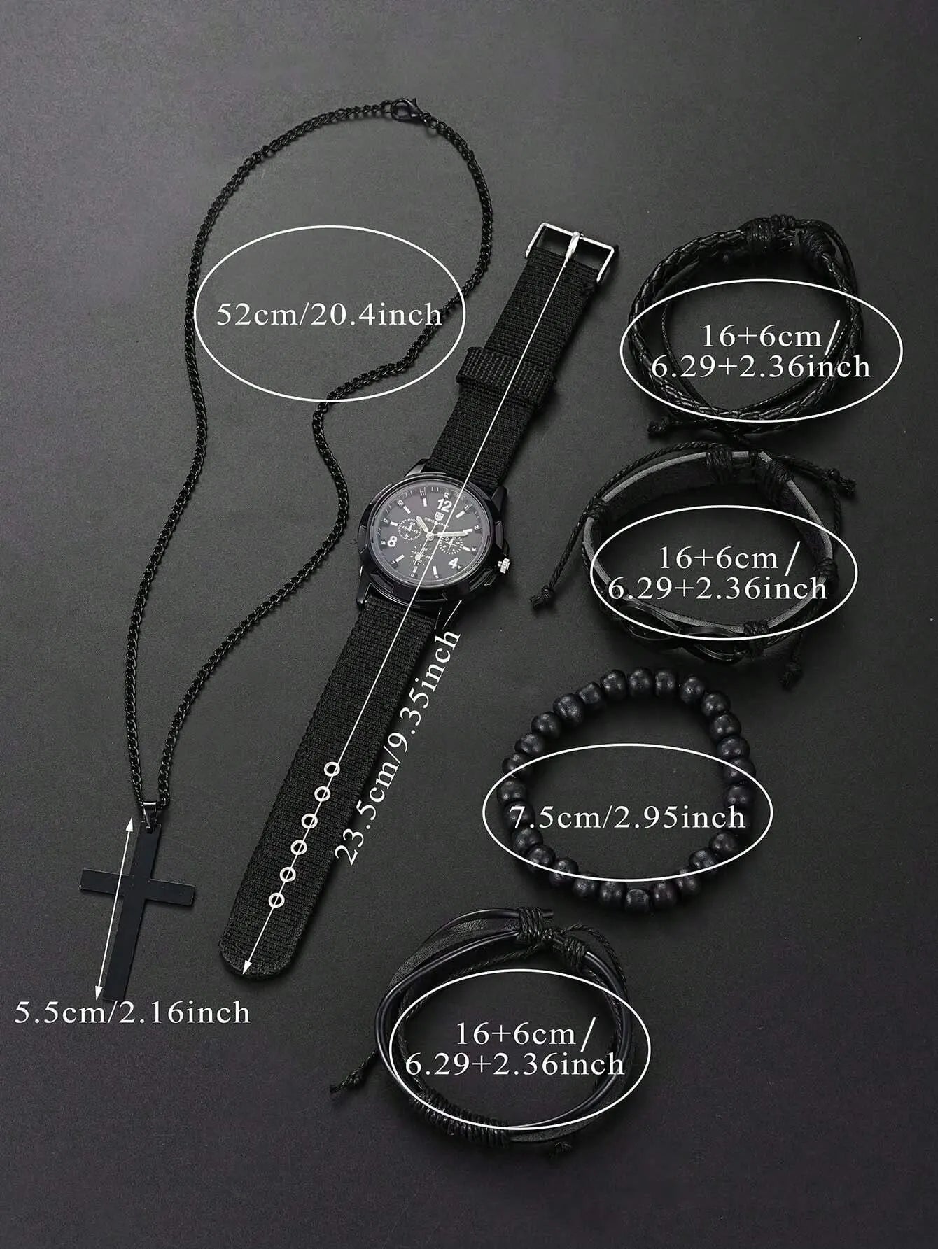 Men's Watch and Beaded Bracelet Set