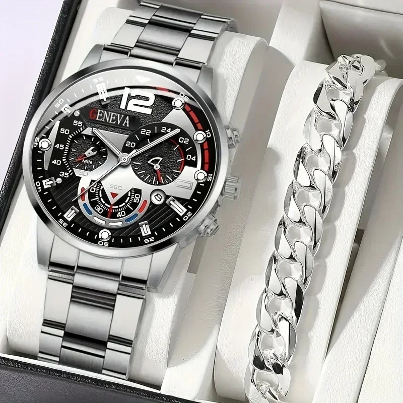 Elegant Men's Quartz Watch Set