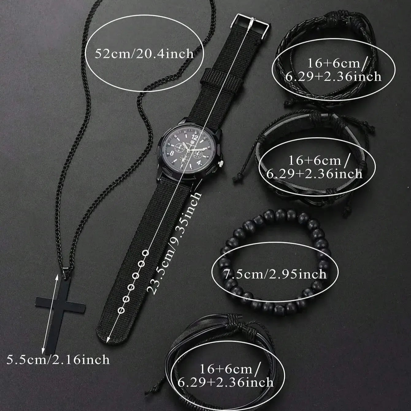 Men's Watch and Beaded Bracelet Set