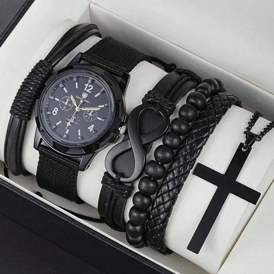 Men's Watch and Beaded Bracelet Set